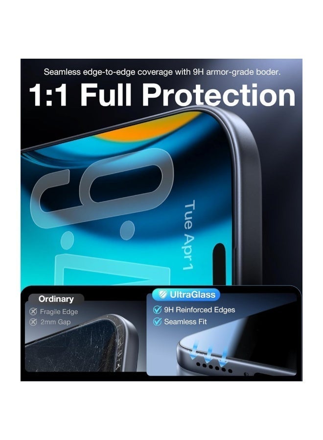 ترينفي واقي شاشة خصوصية لهاتف آيفون 13 برو ماكس - عبوة واحدة - زجاج مقوى بدرجة صلابة 9H، حماية مضادة للتجسس بزاوية 28 درجة تحجب الرؤية الجانبية، يدعم خاصية التعرف على الوجه، أداة تركيب سهلة مرفقة، متوافق مع أغلفة الحماية، مقاوم للخدوش - أسود - Image 4